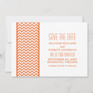 Orange Chevron Border Save the Date Invite