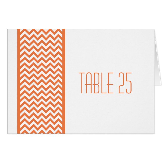 Orange Chevron Border Table Number Card (Front Horizontal)