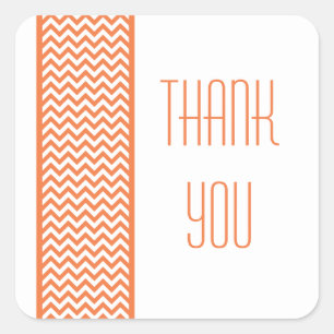 Orange Chevron Border Thank You Stickers