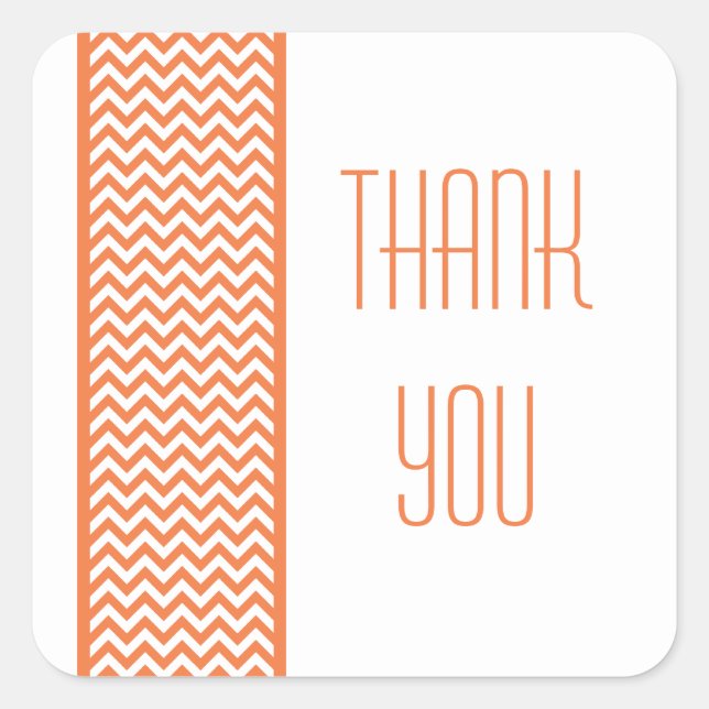 Orange Chevron Border Thank You Stickers (Front)