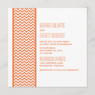 Orange Chevron Border Wedding Invite