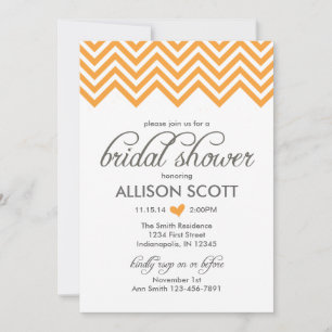 Orange Chevron Bridal Shower Invitation