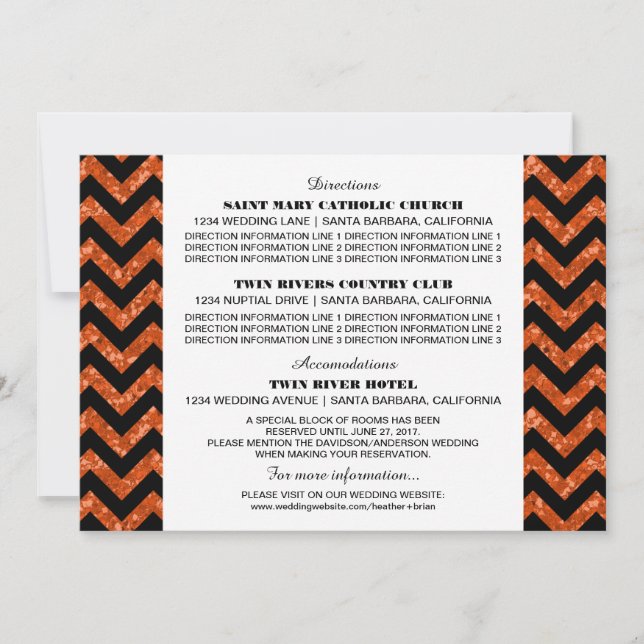 Orange Chevron Glitter Information Card (Front)