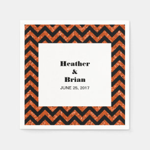 Orange Chevron Glitter Paper Napkins