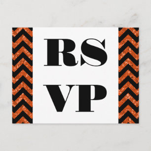Orange Chevron Glitter RSVP Postcard