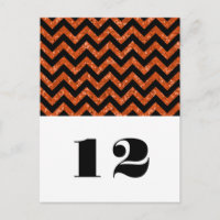 Orange Chevron Glitter Table Postcard