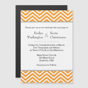 Orange Chevron Magnetic Wedding Invitation