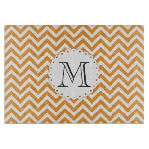 Orange Chevron Monogram Cutting Board