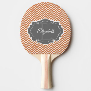 Orange Chevron Personalised Ping Pong Paddle