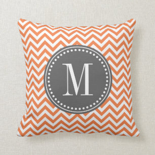 Orange Chevron Zigzag Personalised Monogram Cushion