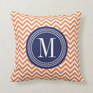 Orange Chevron Zigzag Personalised Monogram Cushion