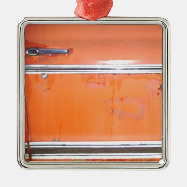 Orange Chevy Truck Door Metal Ornament (Front)