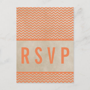 Orange Chic Chevron RSVP Postcard