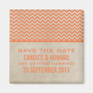 Orange Chic Chevron Save the Date Magnet