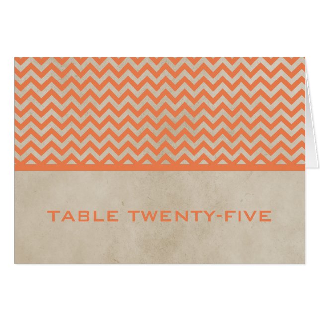 Orange Chic Chevron Table Number Card (Front Horizontal)