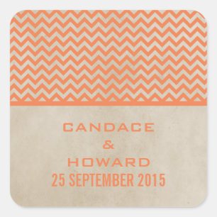 Orange Chic Chevron Wedding Stickers