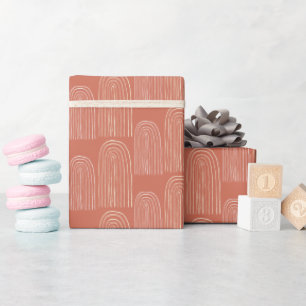 Orange Chic Mid Mod Rainbow Wrapping Paper