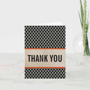 Orange Chic Quatrefoil Thank You Card