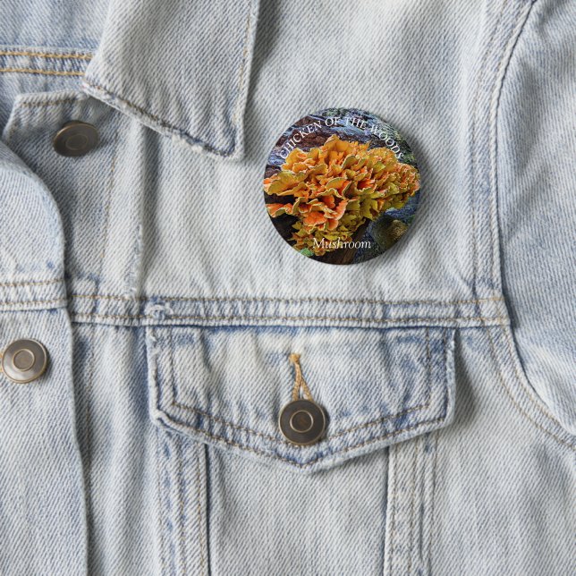 Orange Chicken of the Woods Mushroom 6 Cm Round Badge (In Situ)