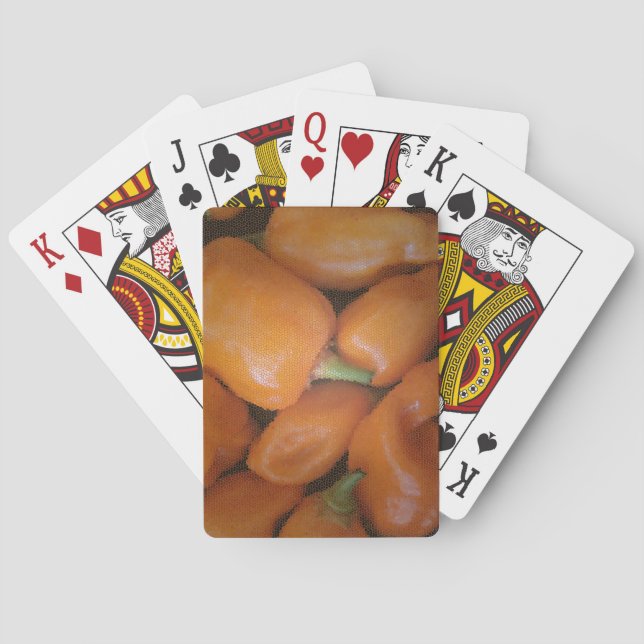 Orange Chilli Pepper Vegetables Photo Southwest Playing Cards (Back)