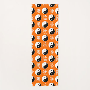 Orange Chinese Yin Yang Pattern Yoga Mat