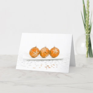 Orange Christmas baubles Holiday Card