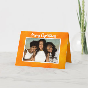 Orange Christmas Photo Greeting Card