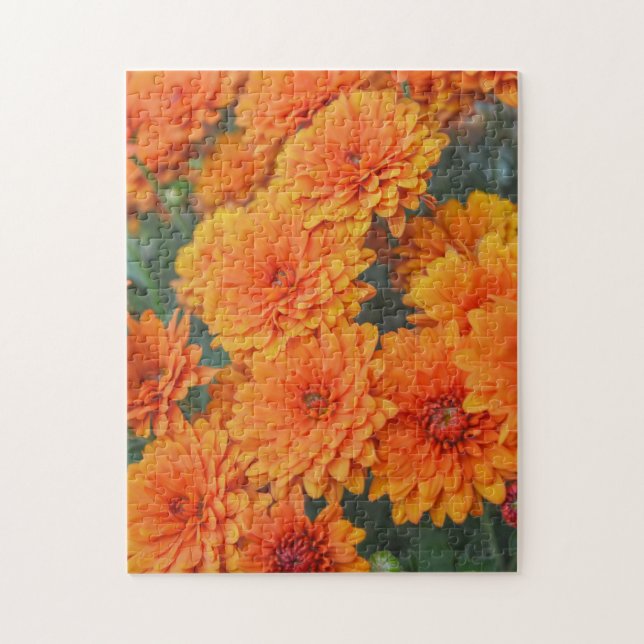 Orange Chrysanthemum Flower Garden Art Puzzle (Vertical)