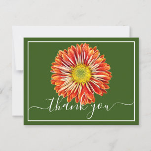 Orange Chrysanthemum Green Background Thank You Postcard