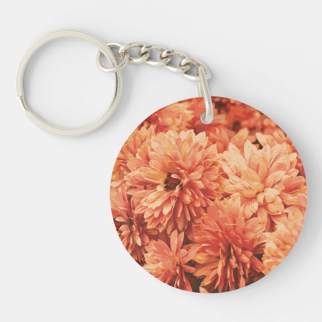 Orange Chrysanthemum Keychain (Front)