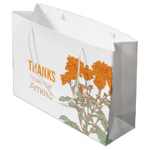 Orange chrysanthemum wedding flower girl favour ba large gift bag