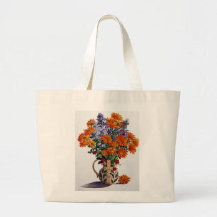 Orange Chrysanthemums Large Tote Bag