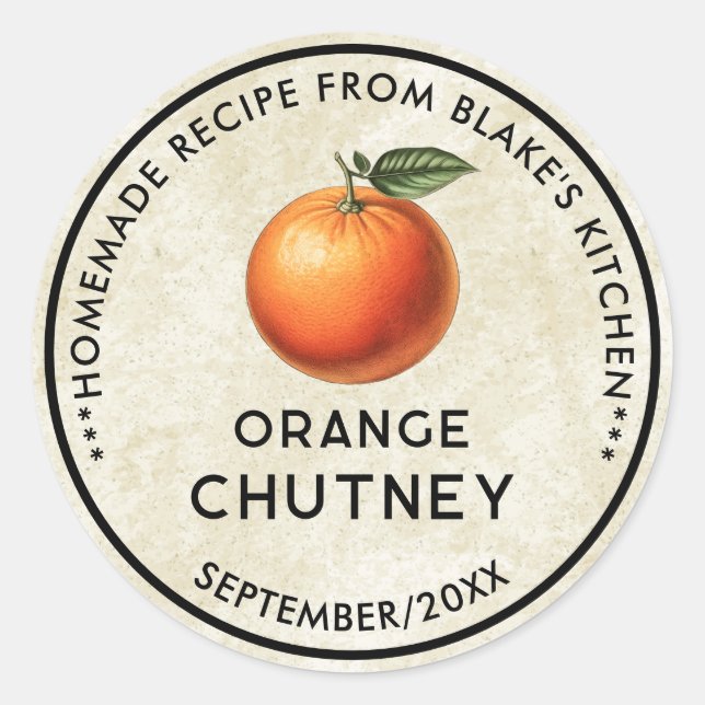 Orange chutney vintage style canning label (Front)