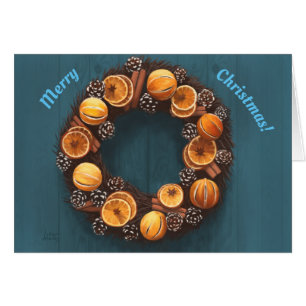 Orange, Cinnamon, Pine Cone, Anise Wreath Painting