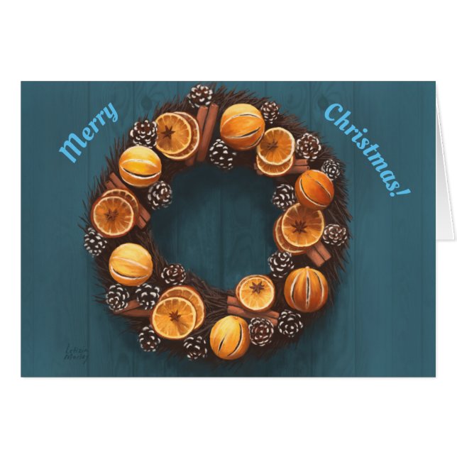 Orange, Cinnamon, Pine Cone, Anise Wreath Painting (Front Horizontal)