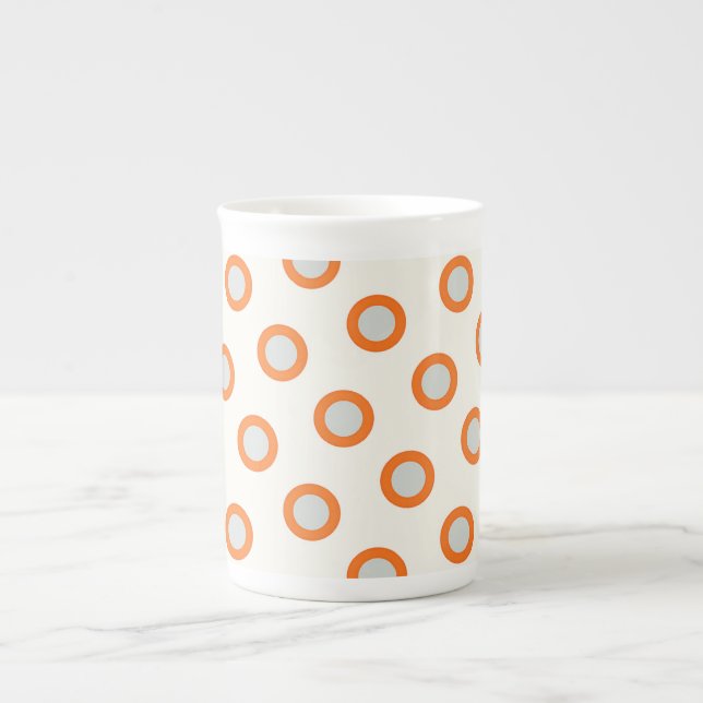 Orange Circle Dot Retro Design Bone China Mug (Front)