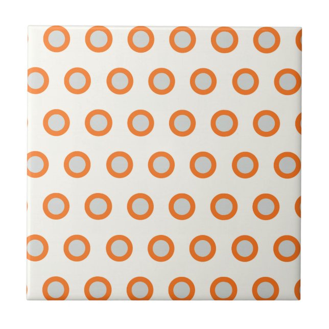 Orange Circle Dot Retro Design Ceramic Tile (Front)