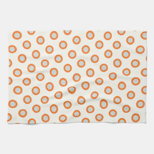 Orange Circle Dot Retro Design Tea Towel