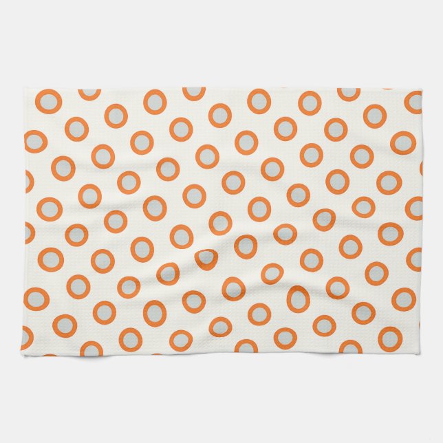 Orange Circle Dot Retro Design Tea Towel (Horizontal)