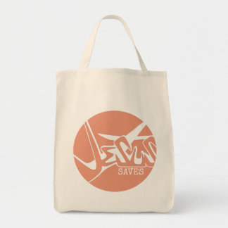 Orange Circle The Cross Jesus Saves Graffiti Tote Bag