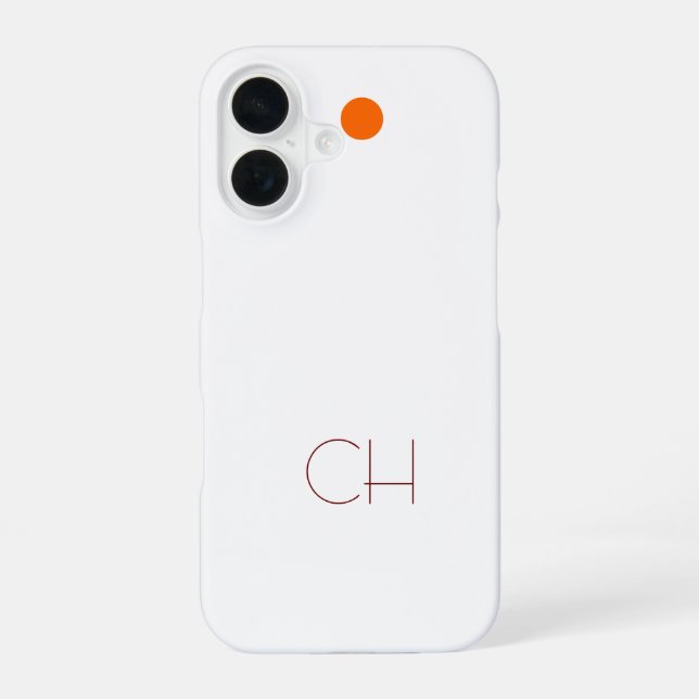 Orange Circle White Monogram iPhone 16 Case (Back)