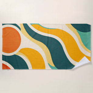 Orange Circles and Colour Streams Beach Towel
