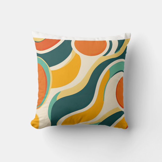 Orange Circles and Colour Streams Cushion (Front)
