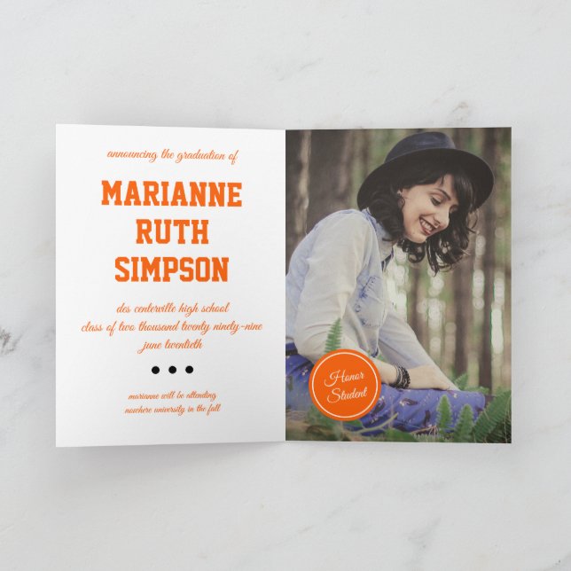 Orange Circles Photo Graduation Invitation (Inside)