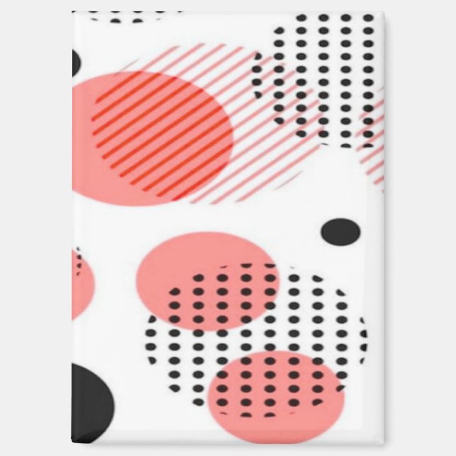Orange Circles with Black Polka Dots pattern Magnet (Front)