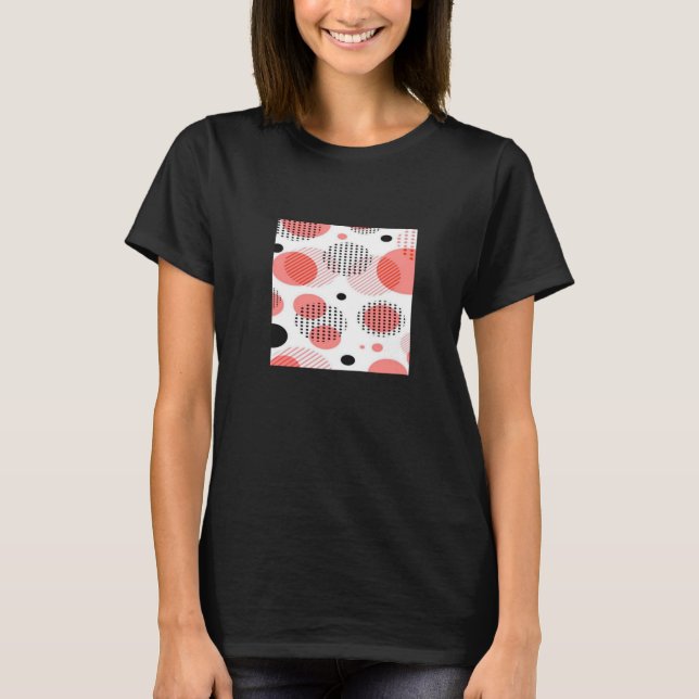 Orange Circles with Black Polka Dots pattern T-Shirt (Front)