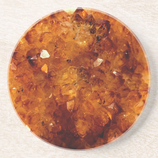 Orange Citrine Crystals Coaster (Front)