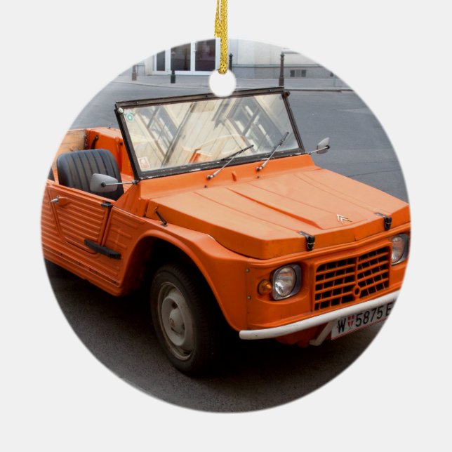 Orange Citroen Mehari Ceramic Ornament (Back)