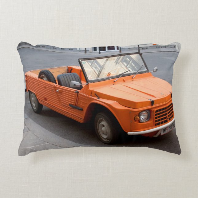 Orange Citroen Mehari Decorative Cushion (Front)