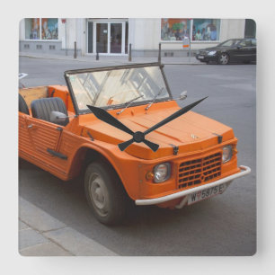 Orange Citroën Mehari Square Wall Clock